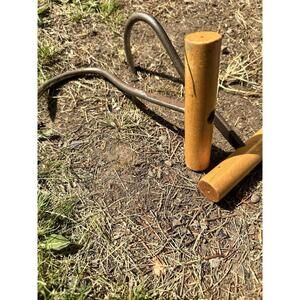 Pair Of Vintage HAY BALE HOOK w/ Wood Handle Ice Meat Primitive Tool Farm Barn